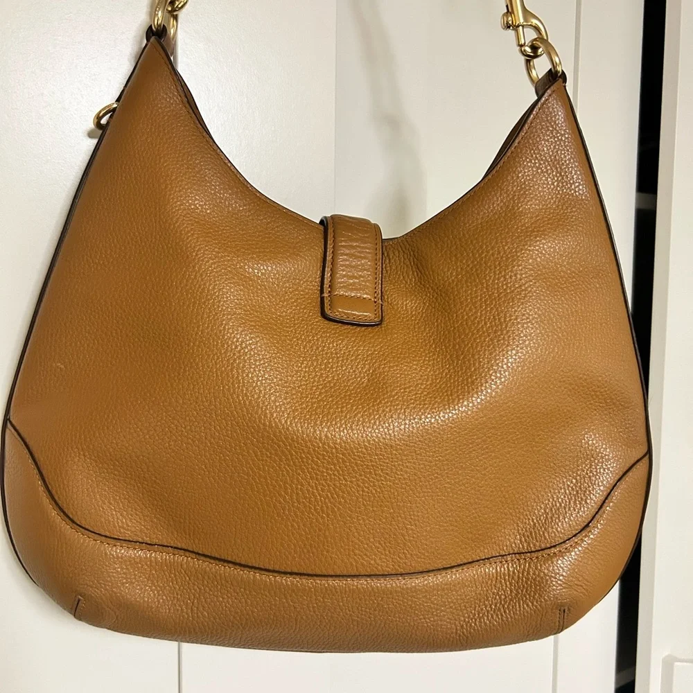 Coach Tan Leather Hobo Bag with Gold Accents - Picture 2 of 2